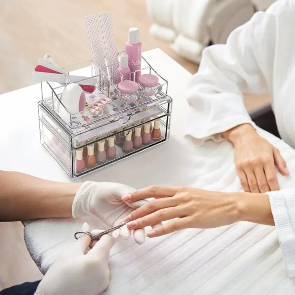 New 3-Tier Clear Makeup Organizer with Drawer, Stackable Acrylic Vanity Storage